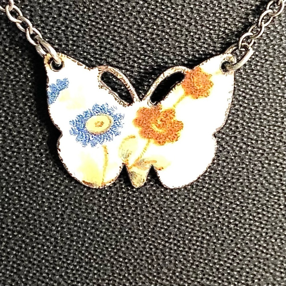 Vintage 70s Boho Silver Butterfly Collar Necklace Hippie Vibes 7 In 18 cm